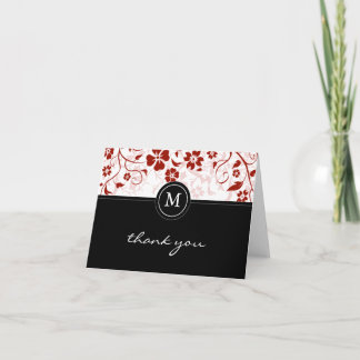 Carte de remerciements Floral Rouge Noir