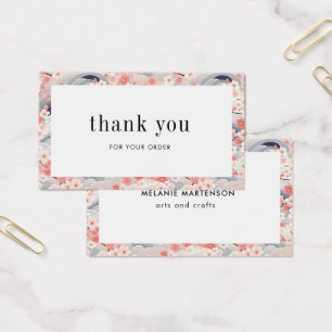 Carte de remerciements Floral Sakura Rose Et Bleu