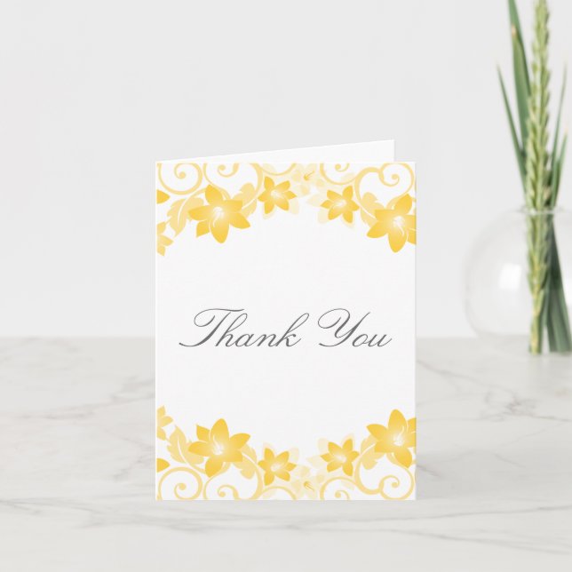 Carte de remerciements floral simple jaune (Devant)