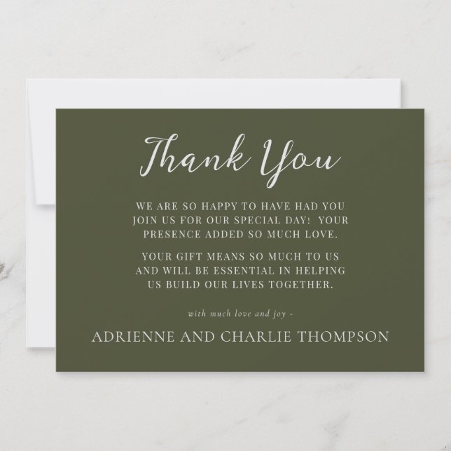 Carte De Remerciements Floral Simplicity 1 Modern Green Thank You Note (Devant)
