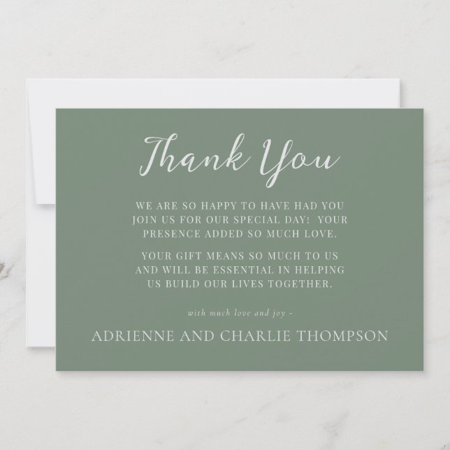 Carte De Remerciements Floral Simplicity 1 Modern Green Thank You Note (Devant)