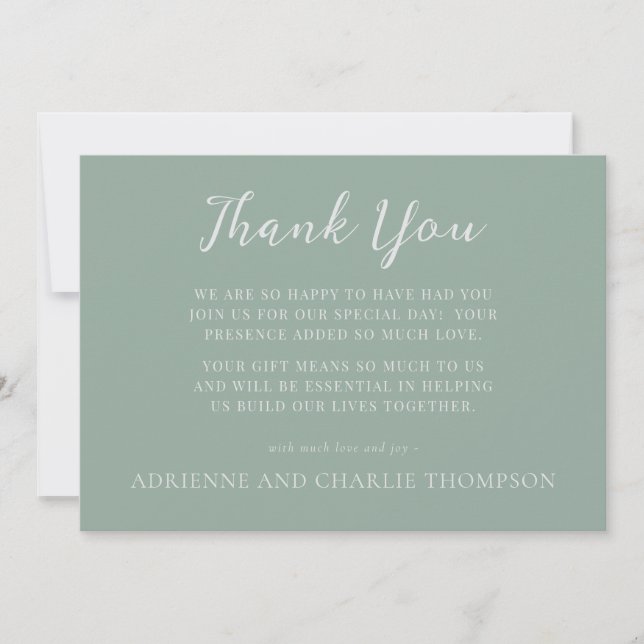 Carte De Remerciements Floral Simplicity 1 Modern Green Thank You Note (Devant)