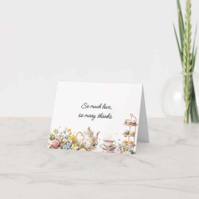 Carte De Remerciements Floral Tea Party Bridal Shower Thank You Card  (Devant)