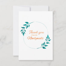 Carte de remerciements Floral turquoise & Orange