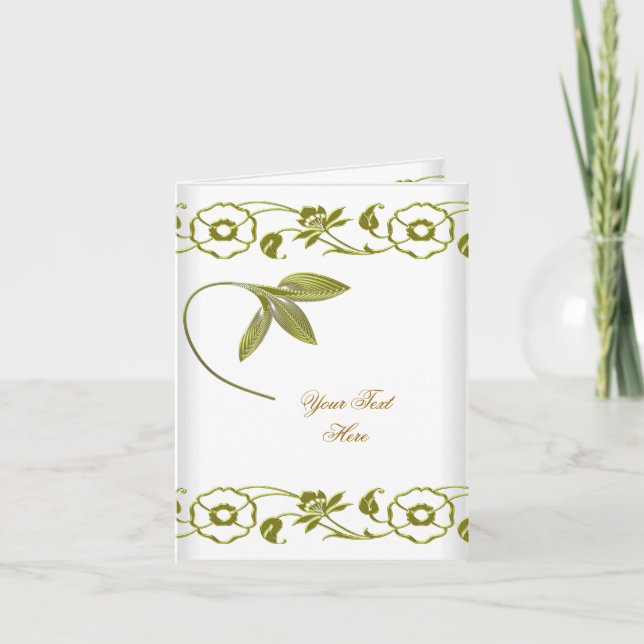 Carte De Remerciements Floral White Green Elite Avocado Green Elegant (Devant)