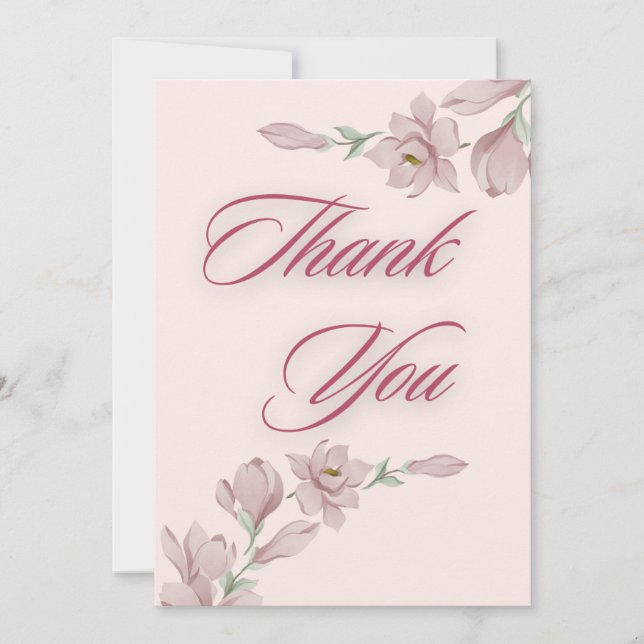 Carte de remerciements florale aux couleurs simple (Devant)