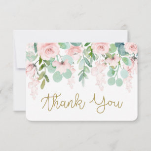 Carte de remerciements florale couleur rose pâle