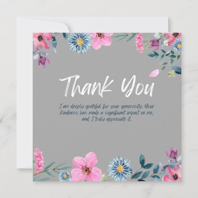 CARTE DE REMERCIEMENTS Florale Élégante (Devant)