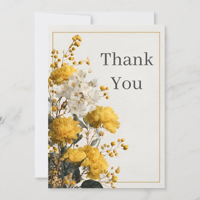 Carte de remerciements florale jaune et blanc (Devant)