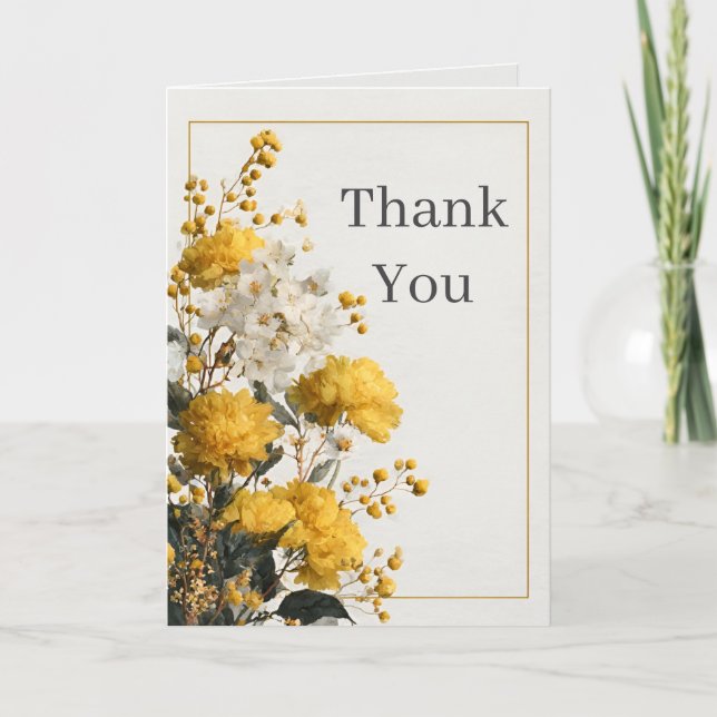 Carte de remerciements florale jaune et blanc (Devant)