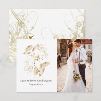 Carte de remerciements florale or