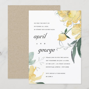 CARTE DE REMERCIEMENTS FLORALE VERT JAUNE PROPRE NOUS AVONS LIÉ L'INVITAT