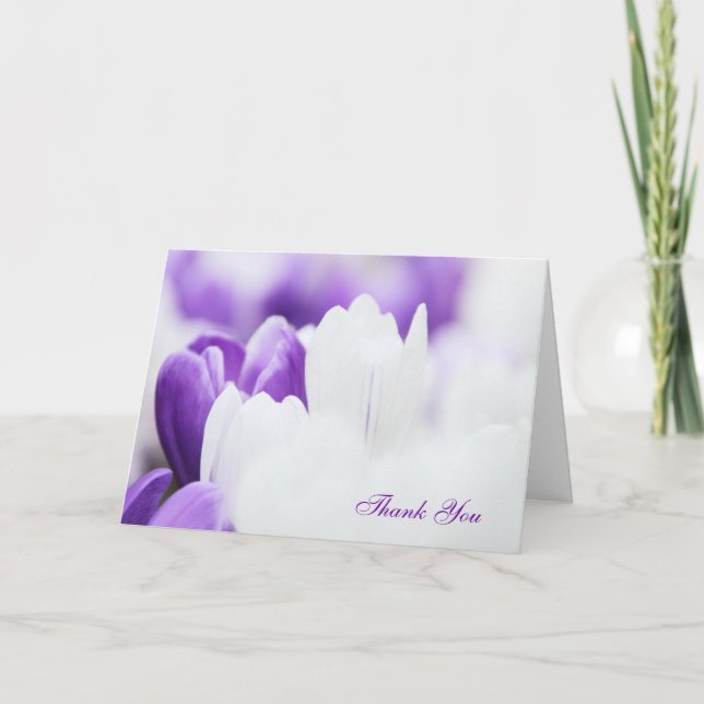 Carte de remerciements florale violet et blanc (Devant)
