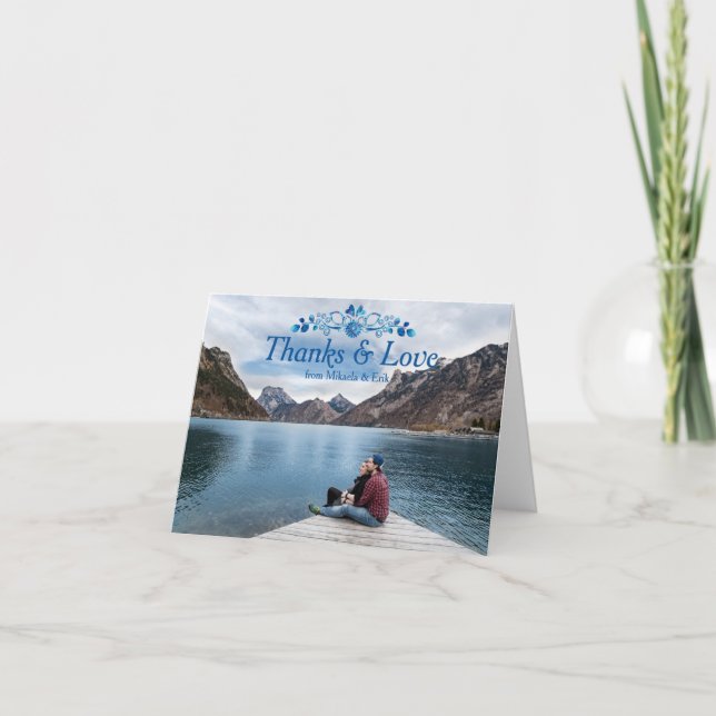 Carte de remerciements Flore Bleu Conception Sur P (Devant)