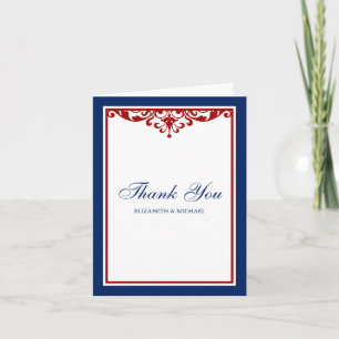 Carte De Remerciements Flore bleu et rouge de la marine