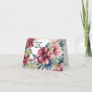 Carte De Remerciements Flore bordeaux et bleu avec cadre demi-cercle