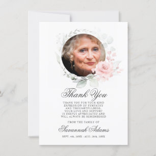 Carte De Remerciements Flore de couleur d'eau du mémorial de l'Merci en s