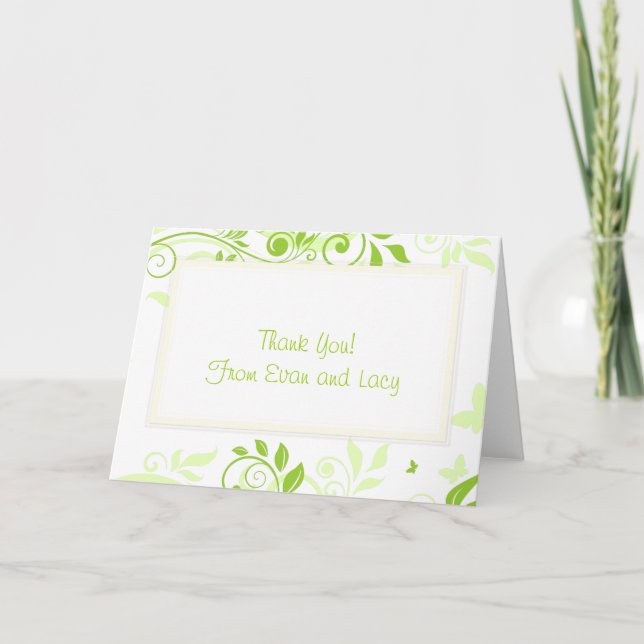 Carte De Remerciements Flore en teintes de vert frais (Devant)