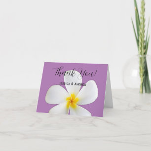 Carte De Remerciements Flore tropicale, Plumeria blanche, Lavande, Mariag