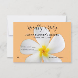 Carte De Remerciements Flore tropicale, Plumeria blanche Orange, RSVP
