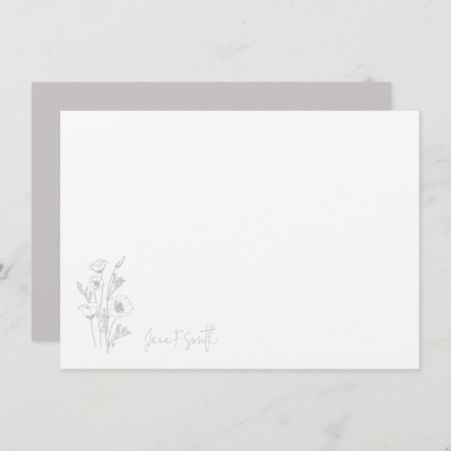 Carte De Remerciements Flore violet Plante floral personnalisé stationnai (Devant / Derrière)