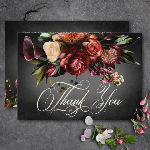 Carte De Remerciements Flou foncé élégant Flou automne Mariage floral