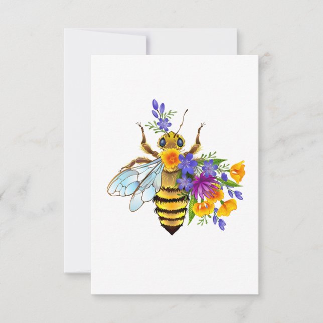 Carte De Remerciements Flower bee with wild plants (Devant)