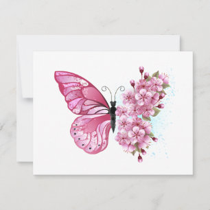 Carte De Remerciements Flower Butterfly