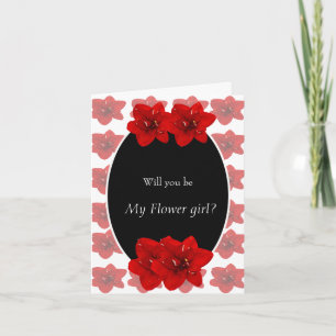 Carte De Remerciements Flower girl Red Amaryllis