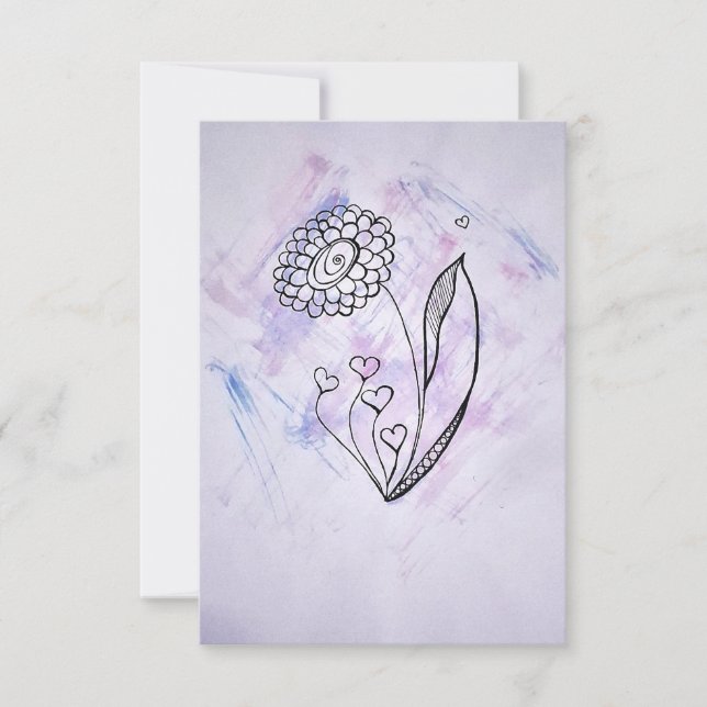 Carte De Remerciements Flower with Hearts Thank you card (Devant)