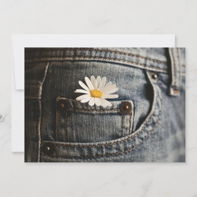 Carte De Remerciements Flowers | Daisy in Jeans Pocket (Devant)