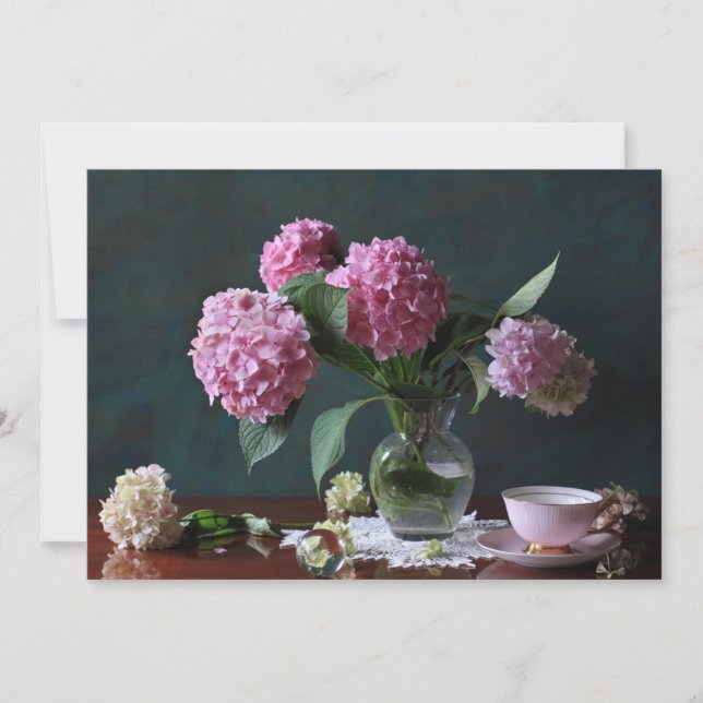 Carte De Remerciements Flowers | Hydrangeas in Vase (Devant)