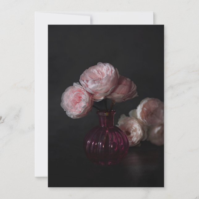 Carte De Remerciements Flowers | Pale Pink Peonies in Vase (Devant)