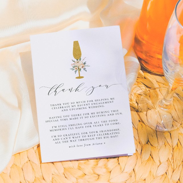 Carte De Remerciements Flûte à champagne Gold Floral Remerciement (Créateur téléchargé)