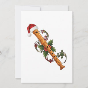 Carte De Remerciements Flûte Instrument Enregistreur Chapeau de Père Noël