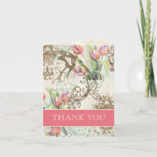 Carte De Remerciements Flutterbyes 'n Tulipes Élégant Mariage Remerciemen