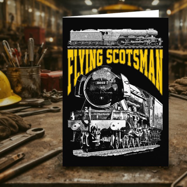 Carte De Remerciements Flying Scotsman 1923 LNER Train. Steam Locomotive. (Flying Scotsman 1923 LNER Train. Steam Locomotive. Thank You Card)