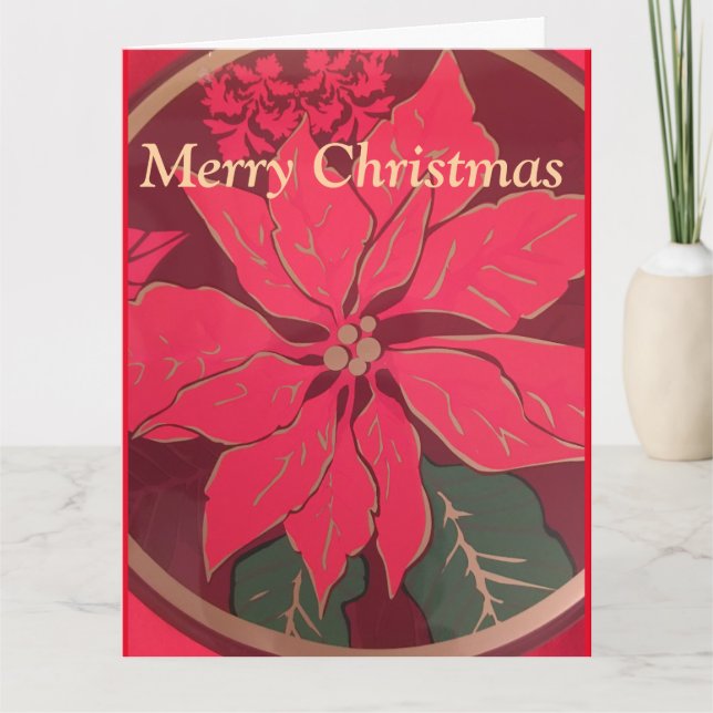 Carte De Remerciements Folded Christmas Poinsettia - Greeting Card (Devant)