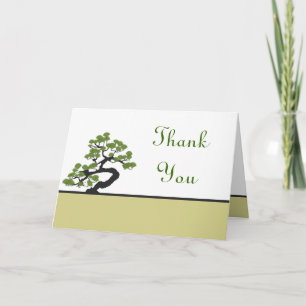 Carte De Remerciements Folded Thank You Card Japanese Green Bonsai Tree O
