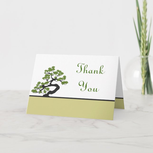 Carte De Remerciements Folded Thank You Card Japanese Green Bonsai Tree O (Devant)