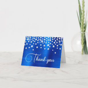 Carte De Remerciements Folie Diamantée Bleu Royal pour 50e Anniversaire