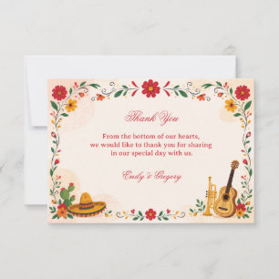 Carte De Remerciements Folk Floral Mexicain Coloré