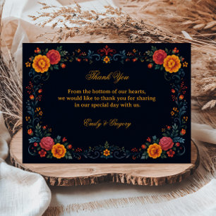 Carte De Remerciements Folk Floral Vintage Gratitude