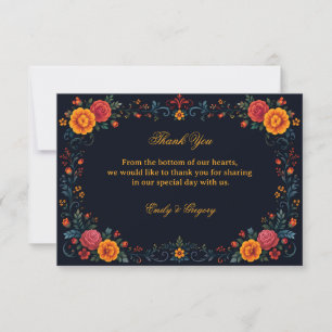 Carte De Remerciements Folk Floral Vintage Gratitude