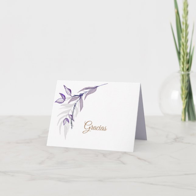 Carte De Remerciements Follaje púrpura élégant simple (Devant)