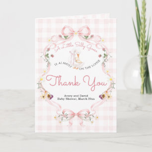 Carte De Remerciements Folle Oie Bébé Naissance Arc Rose Modifiable