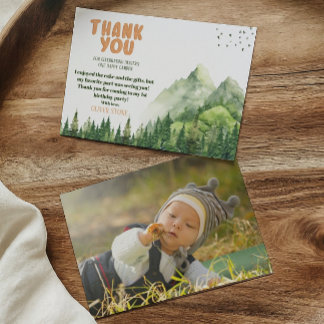 Carte De Remerciements Fond de photo de premier anniversaire Rustique Hap
