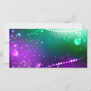 Carte De Remerciements Fond festif violet de Mardi Gras