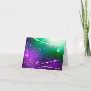 Carte De Remerciements Fond festif violet de Mardi Gras