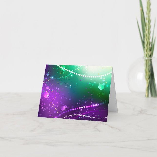 Carte De Remerciements Fond festif violet de Mardi Gras (Devant)